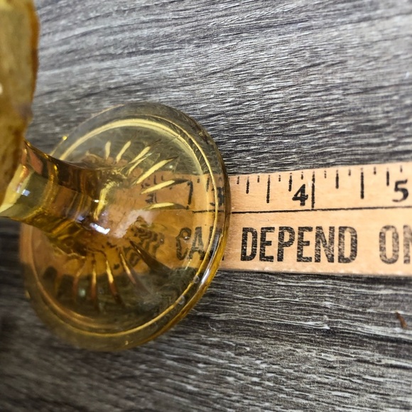 Vtg Quilted Amber Glass Goblet - Picture 9 of 15